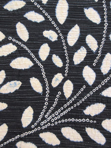 Haori Jacket Vintage(1950-1980) Black Spreading Leaves with Shibori #113