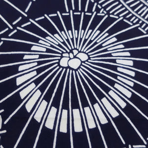 KK1114B3 Cotton Kimono Fabric Vintage(1950-1980) Bangasa Umbrella Navy 57.9x13.0in(147x33cm)