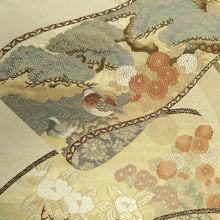 Load image into Gallery viewer, Fukuro Obi Vintage(1950-1980) Gold Emaki Sakura Iris Silk BB224V3
