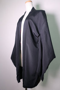 Haori Jacket Vintage(1950-1980) Black Chrysanthemum Urushi Silk #8686J1