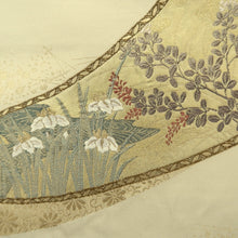 Load image into Gallery viewer, Fukuro Obi Vintage(1950-1980) Gold Emaki Sakura Iris Silk BB224V3

