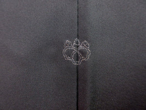 Haori Jacket Vintage(1950-1980) Black Embroidery Flower Branch Silk #7672J3