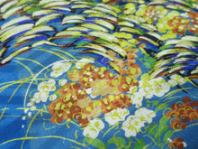 Load image into Gallery viewer, MBFd#77B Silk Kimono Fabric Vintage(1920-1950) Flower Light Blue 56.3x13.0in(143x33cm)

