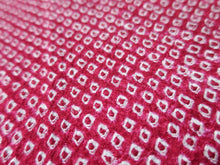 Load image into Gallery viewer, MBFt#69A Silk Kimono Fabric Vintage(1950-1980) Shibori Red 40.2x12.6in(102x32cm)
