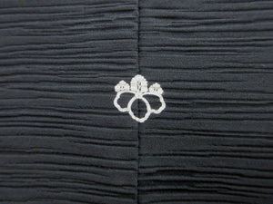 Haori Jacket Vintage(1950-1980) Black Gold Silver Abstract art Silk #7865L4