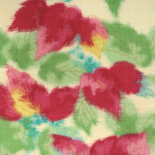 Load image into Gallery viewer, KK1368B7 Silk Kimono Fabric Vintage(1920-1950) Meisen Leaves Pale Yellow Green Magenta 61.8x12.6in(157x32cm)
