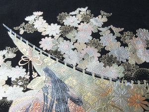BCF#2936 Silk Tomesode Fabric Heian Princess 45.3x12.6in(115x32cm)