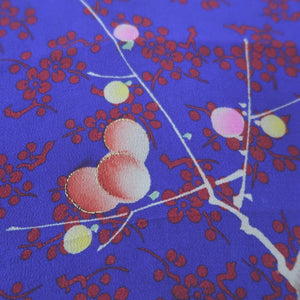 KK1324B6 Silk Kimono Fabric Vintage(1920-1950) Plum blossom Branch Blueish Purple 44.5x11.4in(113x29cm)