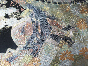 BCF#2936 Silk Tomesode Fabric Heian Princess 45.3x12.6in(115x32cm)