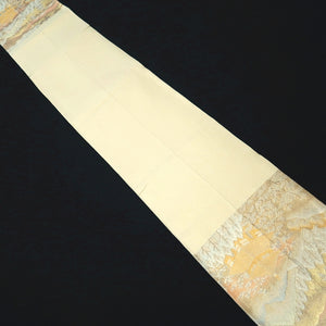 Fukuro Obi Vintage(1950-1980) Gold Zen Temple Landscape Silk BB252V4