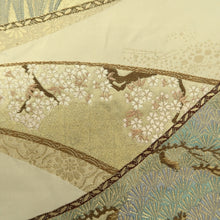 Load image into Gallery viewer, Fukuro Obi Vintage(1950-1980) Gold Emaki Sakura Iris Silk BB224V3
