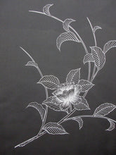 Load image into Gallery viewer, Haori Jacket Vintage(1950-1980) Black Embroidery Flower Branch Silk #7672J3
