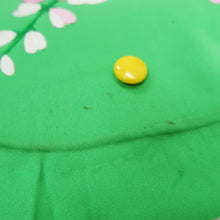 Load image into Gallery viewer, KK1285B5 Silk Kimono Fabric Vintage(1950-1980) Embroidery Ume Kiku Green 85.8x13.4in(218x34cm)
