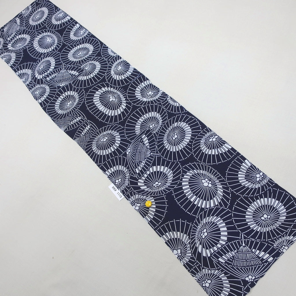 KK1115B3 Cotton Kimono Fabric Vintage(1950-1980) Bangasa Umbrella Navy 59.4x13.0in(151x33cm)