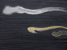 Load image into Gallery viewer, Haori Jacket Vintage(1950-1980) Black Gold Silver Abstract art Silk #7865L4
