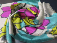 Load image into Gallery viewer, MKF#134 Silk Kimono Fabric Vintage(1920-1950) Meisen Flower Gray Green 51.2x13.0in(130x33cm)
