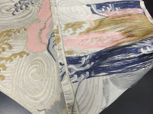 Load image into Gallery viewer, BB8316AE Silk Obi Fabric Vintage(1950-1980) Wave Pink Silver 83.1x11.8in(211x30cm)
