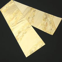 Load image into Gallery viewer, Fukuro Obi Vintage(1950-1980) Gold Curling Wave Silk BB185V1
