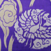 Load image into Gallery viewer, KK1272B5 Silk Kimono Fabric Vintage(1920-1950) Meisen Crane Butterfly Purple 53.9x13.0in(137x33cm)
