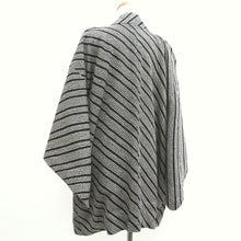 Load image into Gallery viewer, Haori Jacket Vintage(1950-1980) Black Dark Purple Full Shibori Stripes Silk #9216E2
