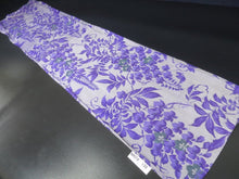 Load image into Gallery viewer, MKF#135 Silk Kimono Fabric Vintage(1920-1950) Meisen Flower Gray Purple 56.3x12.6in(143x32cm)
