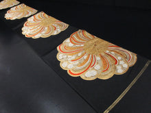 Load image into Gallery viewer, Fukuro Obi Vintage(1950-1980) Black Gold Chrysanthemum Silk BB112W7
