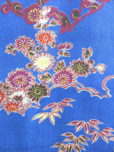 Load image into Gallery viewer, Haori Jacket Vintage(1920-1950) Blue Plum blossom Chrysanthemum Silk #8215B4

