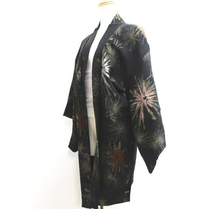 Haori Jacket Vintage(1950-1980) Black Pine Tree Silk #8987C4