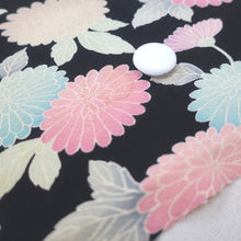Load image into Gallery viewer, KK979A9 Silk Kimono Fabric Vintage(1950-1980) Chrysanthemum Black 58.7x12.6in(149x32cm)
