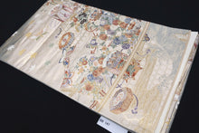 Load image into Gallery viewer, Fukuro Obi Gold White Butterfly Chrysanthemum Silk BB147W9
