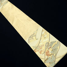 Load image into Gallery viewer, Fukuro Obi Vintage(1950-1980) Gold Emaki Sakura Iris Silk BB224V3
