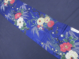 BCF#2494 Silk Kimono Fabric Vintage(1920-1950) Hand Painted  Flower     Blue    130cm (51.2in)