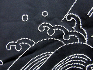 Haori Jacket Vintage(1950-1980) Black Full Embroidery Kiku Waterfall Silk #7612H4