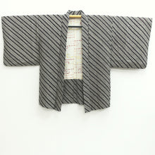 Load image into Gallery viewer, Haori Jacket Vintage(1950-1980) Black Dark Purple Full Shibori Stripes Silk #9216E2
