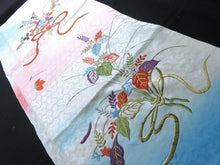 Load image into Gallery viewer, BCF#2849 Silk Kimono Fabric Vintage(1950-1980) Embroidery Flower Pale Blue 160cm (63.0in)
