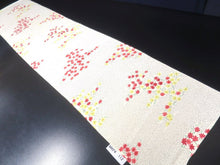 Load image into Gallery viewer, MKF#112 Silk Kimono Fabric Vintage(1950-1980) Maple Leaf Rinzu Cream white 59.1x13.0in(150x33cm)
