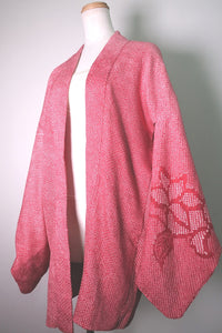 Haori Jacket Vintage(1950-1980) Pink Red Gradation Full Shibori