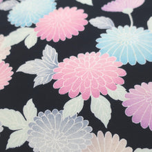 Load image into Gallery viewer, KK979A9 Silk Kimono Fabric Vintage(1950-1980) Chrysanthemum Black 58.7x12.6in(149x32cm)
