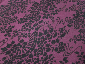 ACH#659a70 Silk Kimono Fabric Vintage Rinzu Flower 57.1x12.6in(145x32cm)