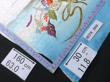 Load image into Gallery viewer, BCF#2849 Silk Kimono Fabric Vintage(1950-1980) Embroidery Flower Pale Blue 160cm (63.0in)
