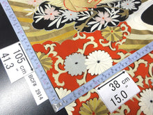 Load image into Gallery viewer, BCF#2914 Silk Tomesode Fabric Vintage(1950-1980) Embroidery Phoenix 41.3x15.0in(105x38cm)
