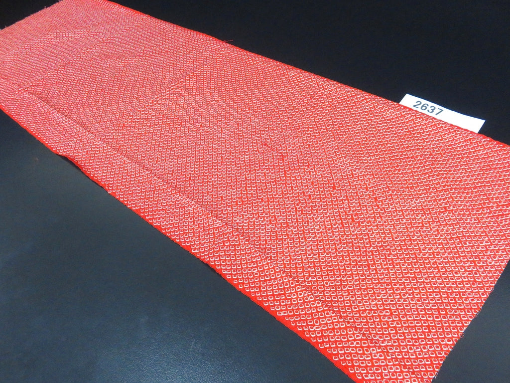 FF2637B Silk Kimono Fabric Vintage(1950-1980) Shibori Red 39.0x12.6in(99x32cm)