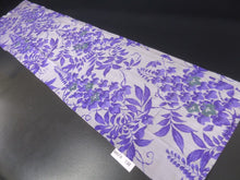 Load image into Gallery viewer, MKF#136 Silk Kimono Fabric Vintage(1920-1950) Meisen Flower Gray Purple 57.1x13.4in(145x34cm)

