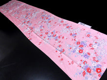 Load image into Gallery viewer, FF2612A Silk Kimono Fabric Vintage(1950-1980) Flower Pink 67.3x12.6in(171x32cm)
