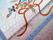 Load image into Gallery viewer, BCF#2849 Silk Kimono Fabric Vintage(1950-1980) Embroidery Flower Pale Blue 160cm (63.0in)
