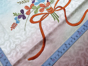BCF#2849 Silk Kimono Fabric Vintage(1950-1980) Embroidery Flower Pale Blue 160cm (63.0in)