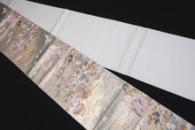 Load image into Gallery viewer, Fukuro Obi Gold White Butterfly Chrysanthemum Silk BB147W9
