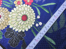 Load image into Gallery viewer, BCF#2494 Silk Kimono Fabric Vintage(1920-1950) Hand Painted  Flower     Blue    130cm (51.2in)
