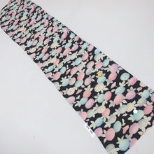 Load image into Gallery viewer, KK980A9 Silk Kimono Fabric Vintage(1950-1980) Chrysanthemum Black 59.4x12.6in(151x32cm)
