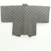 Load image into Gallery viewer, Haori Jacket Vintage(1950-1980) Black Dark Purple Full Shibori Stripes Silk #9216E2
